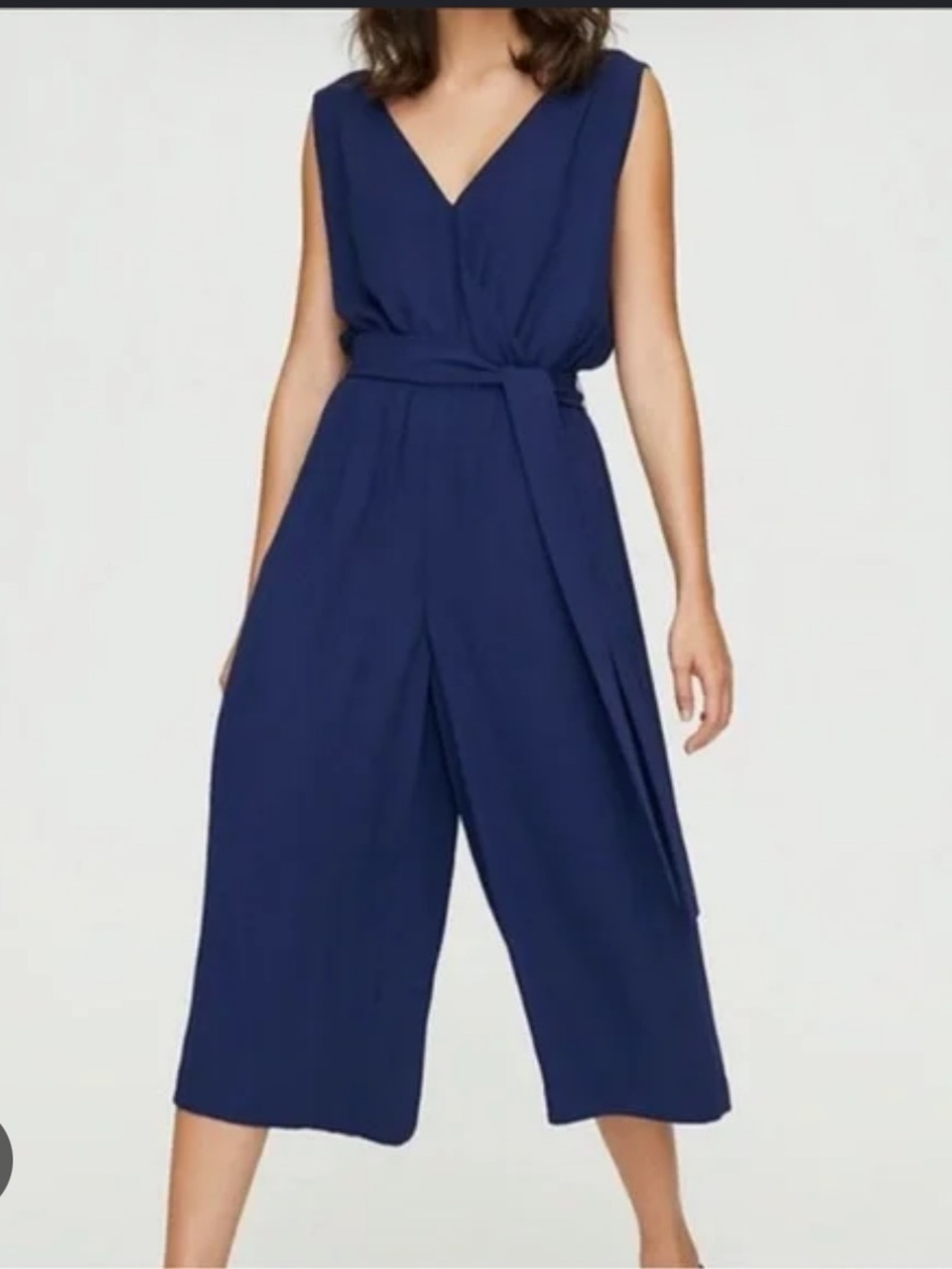Aritzia Babaton Navy Wide-Leg Cropped Jumpsuit